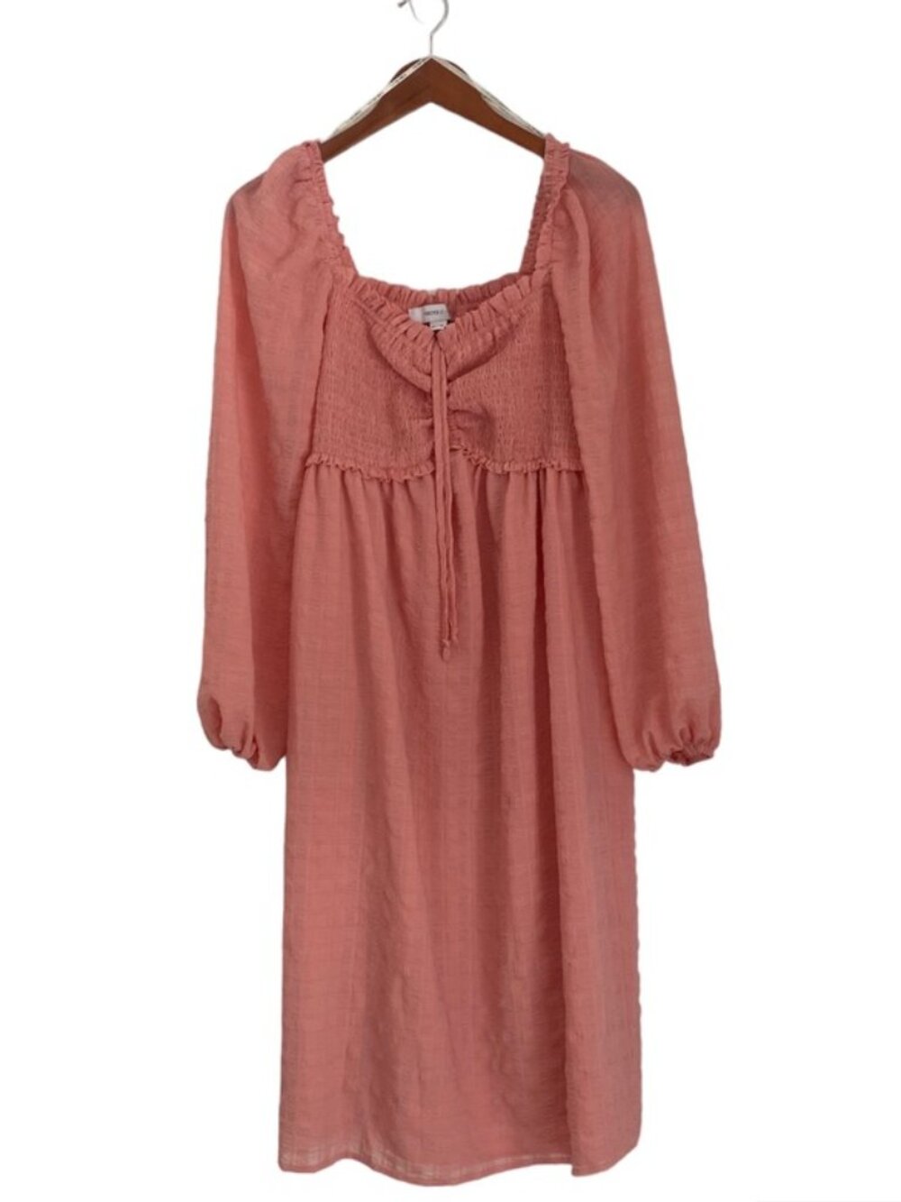 Forever21 Plus Pink Puff Sleeve Sweetheart Neck Midi Dress Size 0X